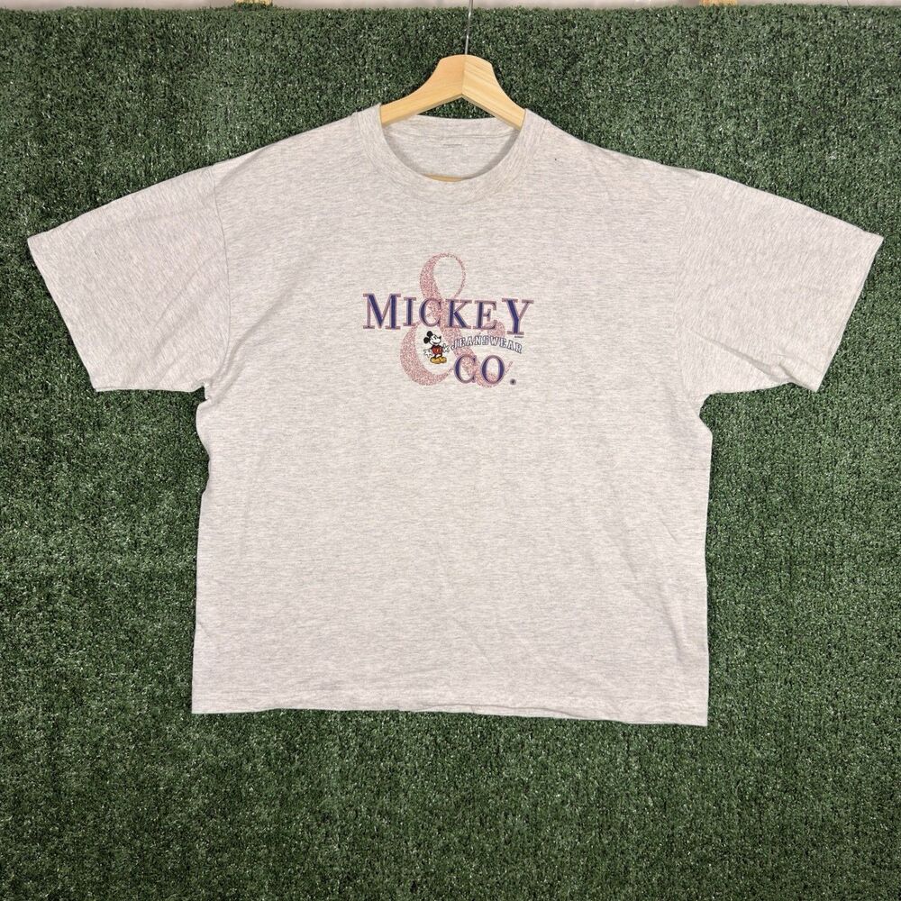 Vintage Disney Mickey & Co T Shirt Adult XL 90s Walt Disney Gray Boxy Cropped